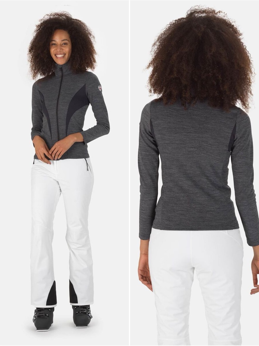 NWT Rossignol Women’s Full Zip Knit Fleece Ski Jacket Charcoal Gray Size M